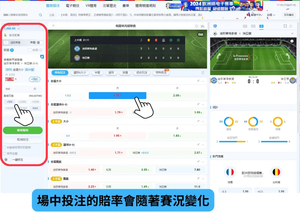 投注足球運彩 - 場中投注教學